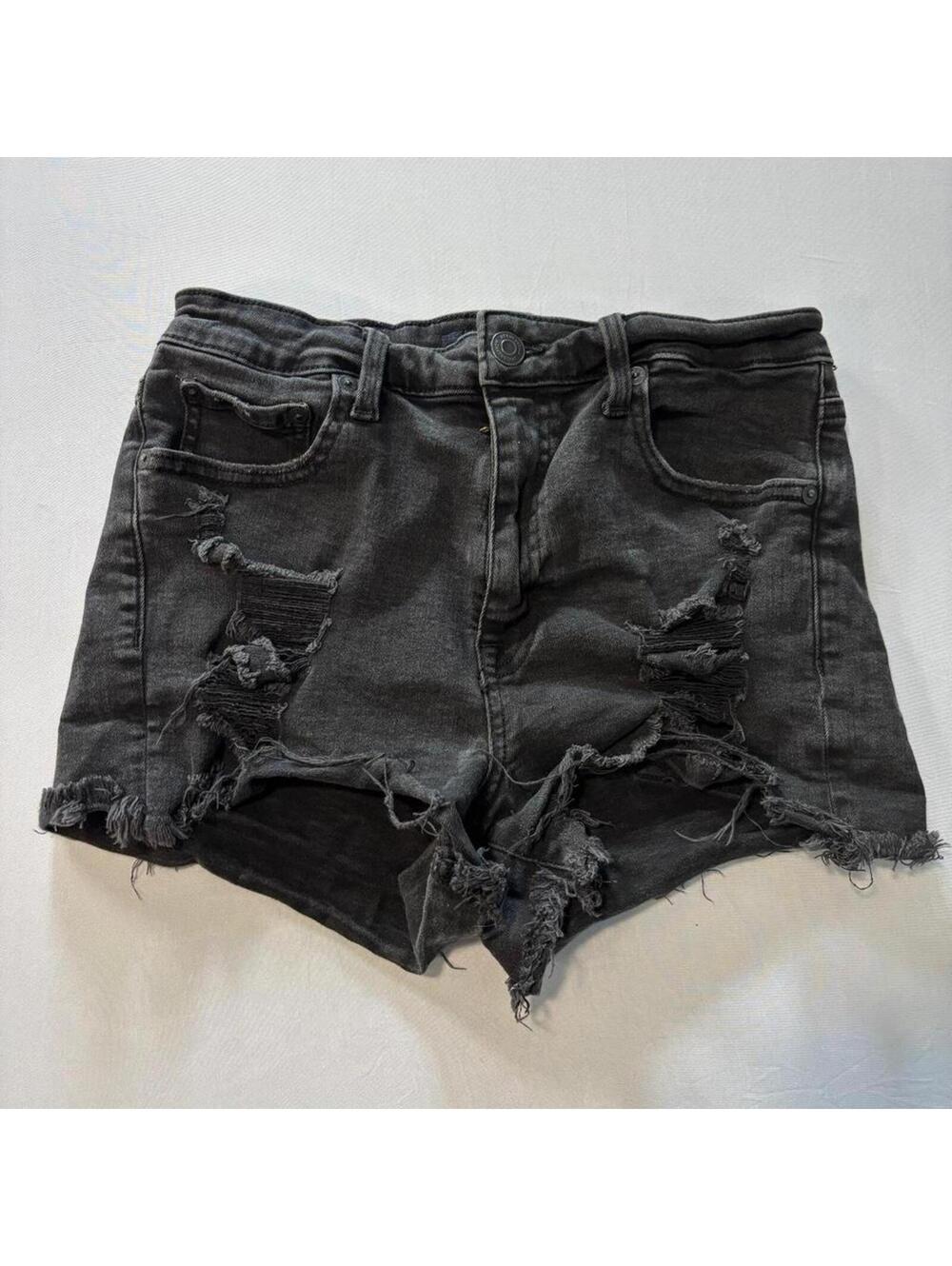 Aéropostale black distressed denim shorts high rise frayed grunge